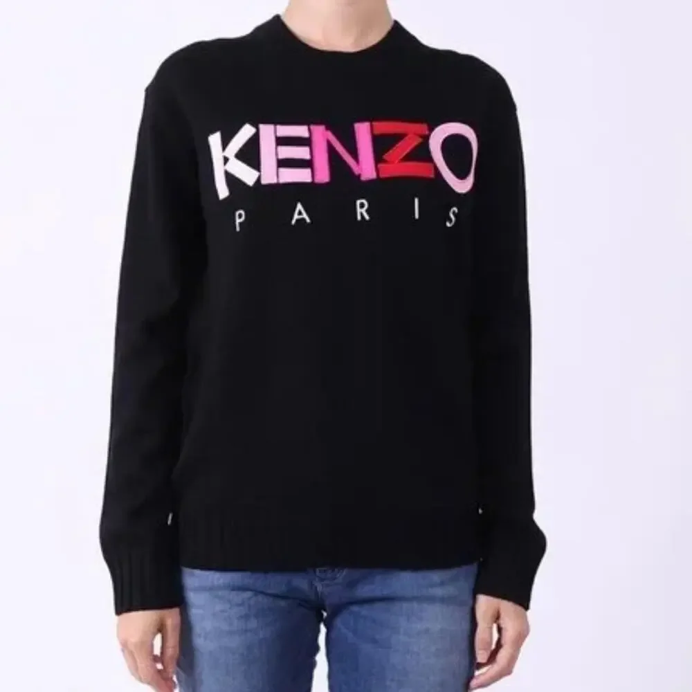 KENZO Paris Wool Jumper Sweater Black Pink Red Small